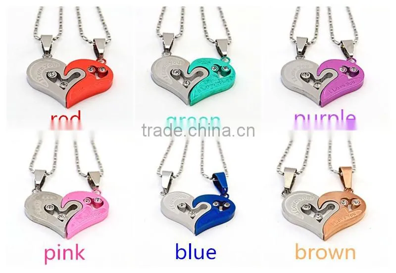 chinese couple fashion pendant color 316l stainless steel jewelry girlfriend heart pendant necklace
