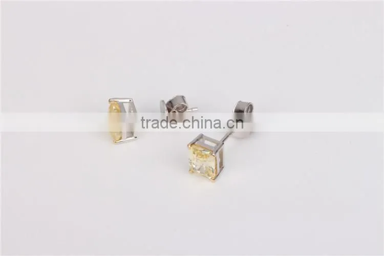 18k white Gold Plated yellow Crystal sterling silver earrings jewelry