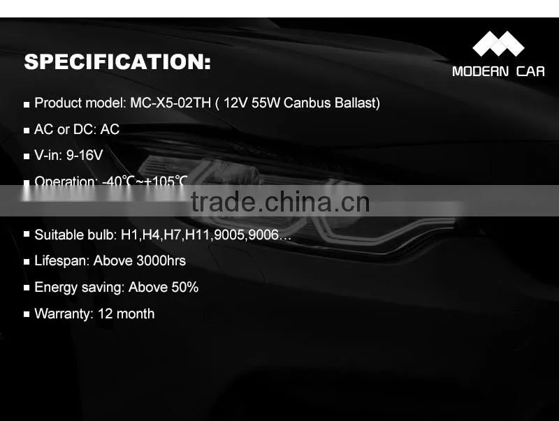 Excellent quality auto lighting parts 12v/24v X5 electronic canbus xenon hid fast start ballast