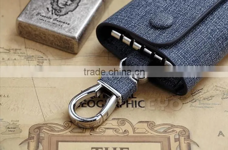 Creative canvas leather key organizer wallet for business