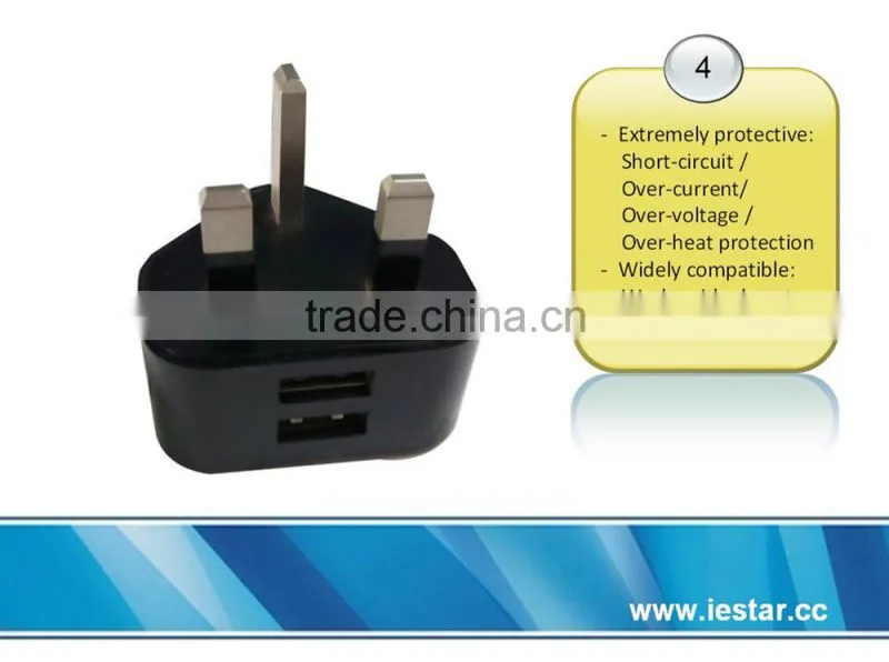 2.1a dual usb travel wall uk ac charger