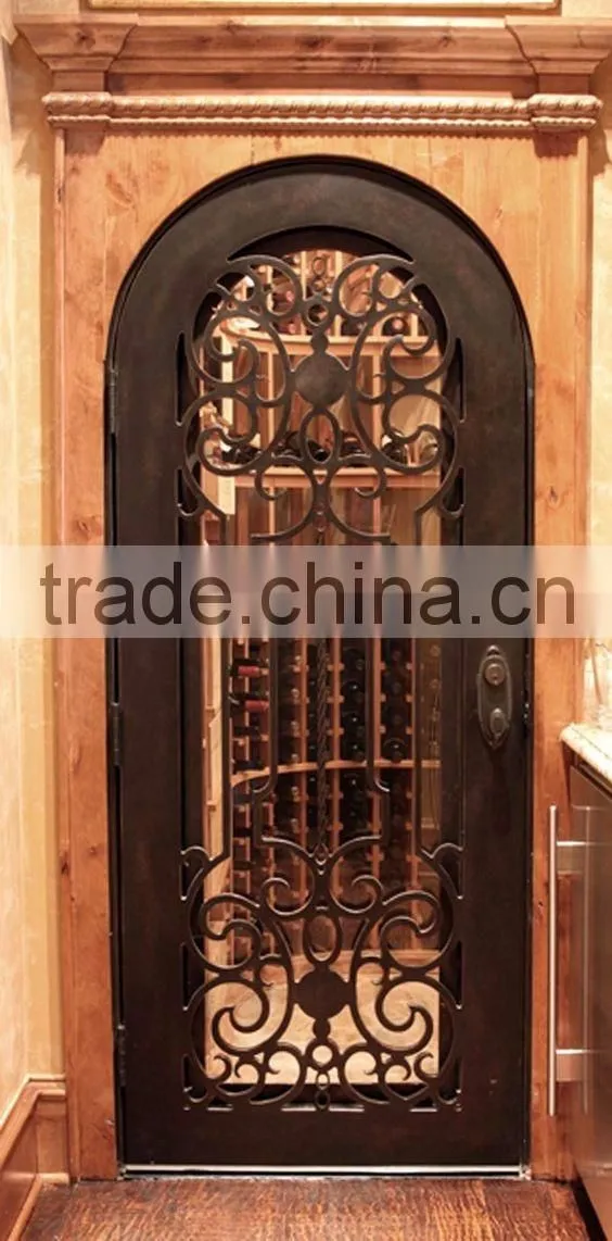 wrought iron cellar door with glass