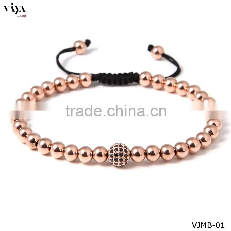 china knotted beads jewellery custom engraved logo metal beads Eco-Friendly non allergic bracelet