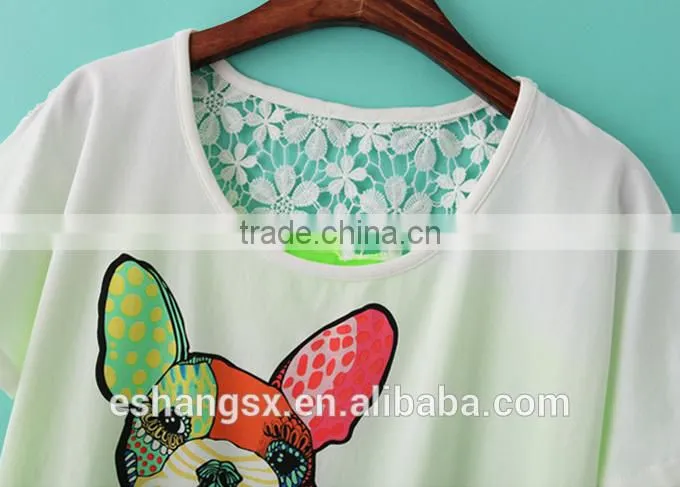 Ladies hot drilling printed novelty t-shirt