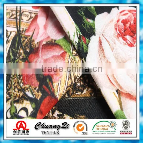 Indian black print cotton sateen fabric for shirting