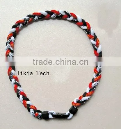 2011 Hot selling Germanium&Titanium Tri braided sports necklace with 18colors