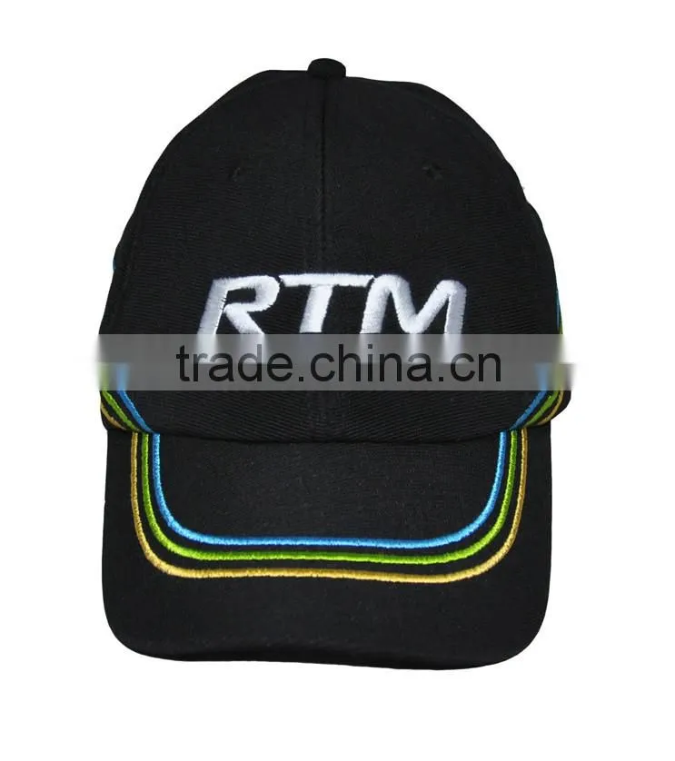 Hot!!! High Quality Durable Embroidery Outdoor Sport Curve Custom promotional Black Colour Cotten-dacron textile Baseball Hat