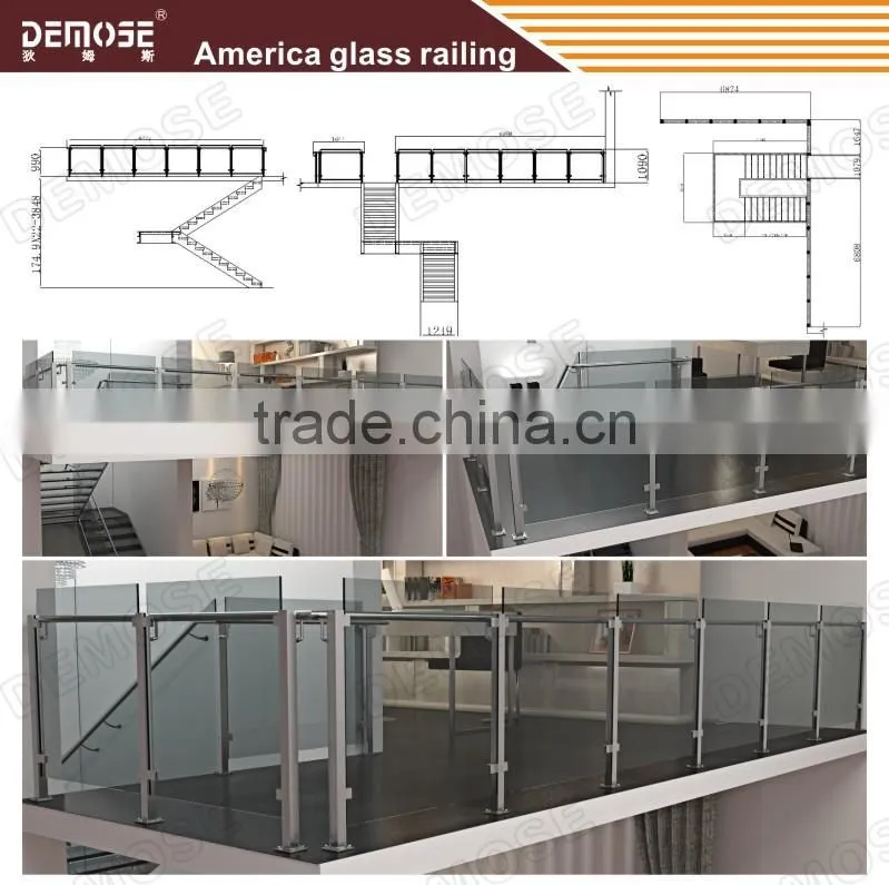 indoor plexiglass stairs handrail designs or steel flat bar stair handrail
