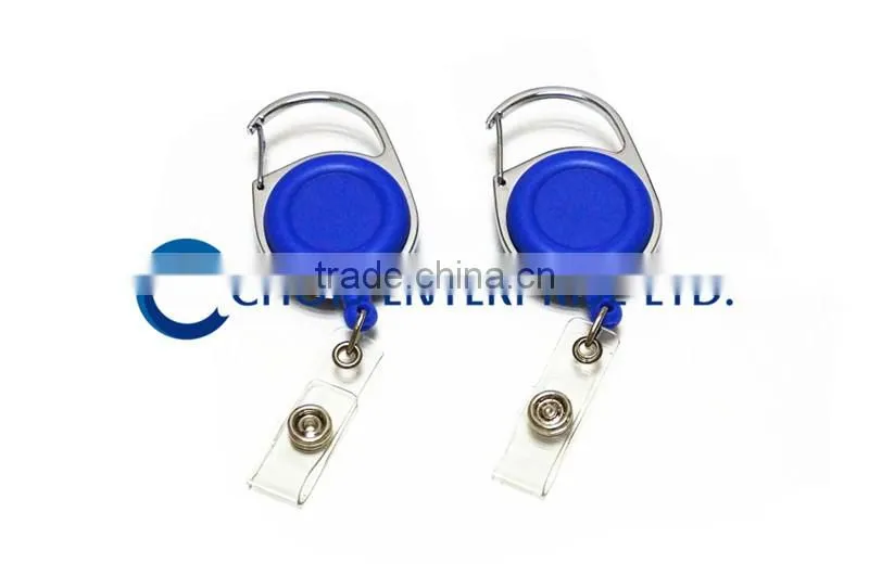 Promotion Custom Carabiner Hook Plastic Badge Reel, Retractablce Badge Holder