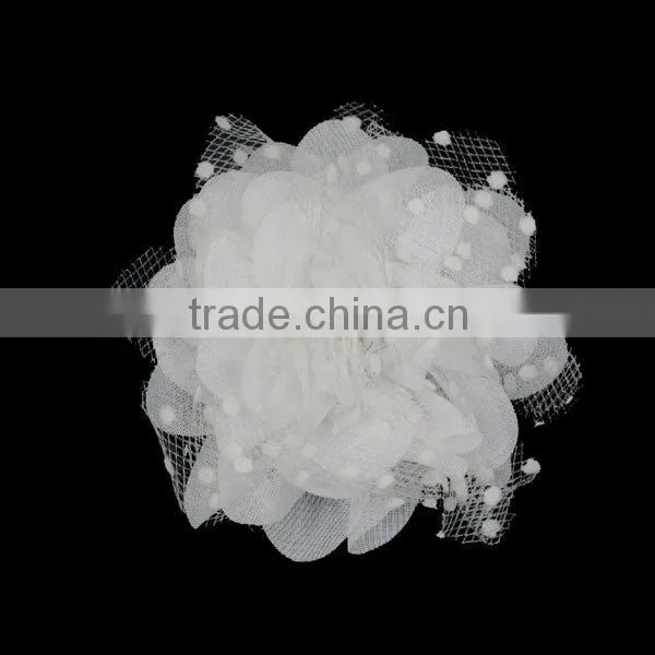 Petty pure white chiffon organza flower for wedding dresses