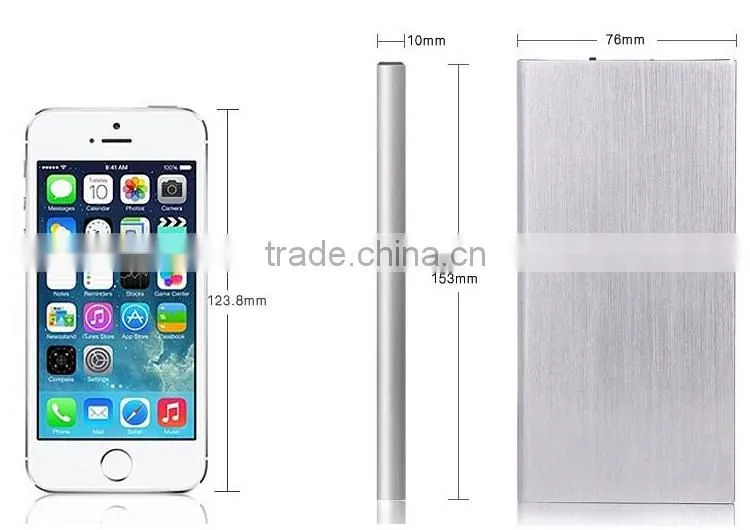 Factory Supply 10000 mah Aluminium Alloy Mobile Power Bakcup Battery Charger , 10000 mah Power Bank Charger