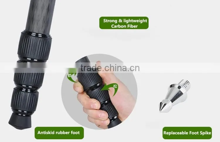 BILDPRO Professional Tripod Carbon Fiber Camera Stand Video Tripod Extendable DSLR Tripod
