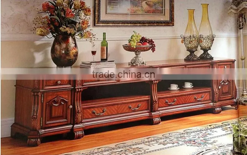 American antique style solid wood tv cabinet with drawers T-231
