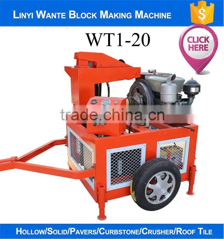 WT2-20M diesel interlocking block machine 2pcs/mould