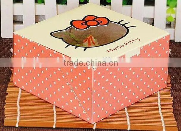2016 hot sale custom Hello Kitty folding cardboard cake box,food packaging box