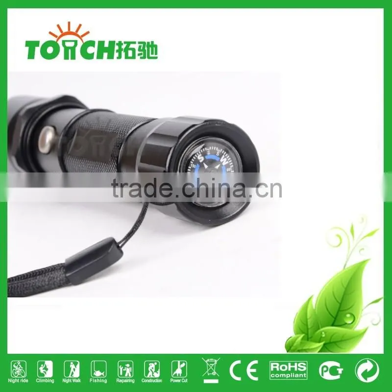 Mini Police Security LED led torch flashlight with campass