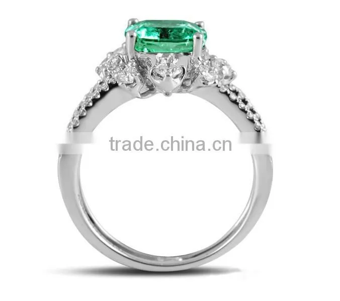 925 Silver Jewelry Ring with CZ Stones with Green Color Stones