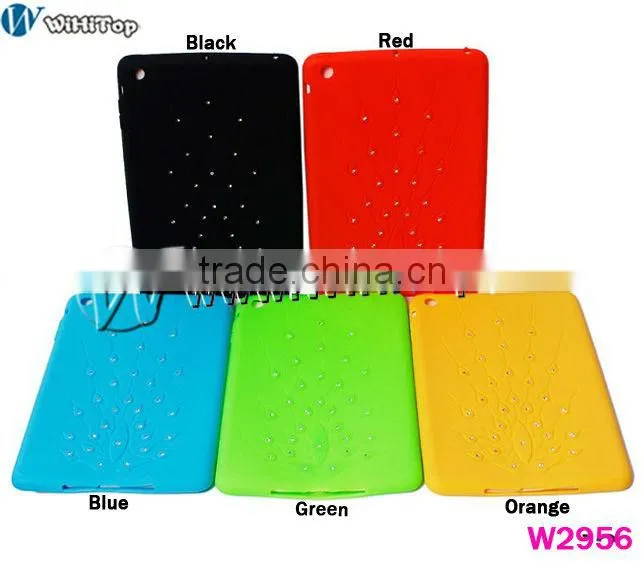 for ipad mini bling hard case,Luxury Bling Peacock Feathers Silicone case