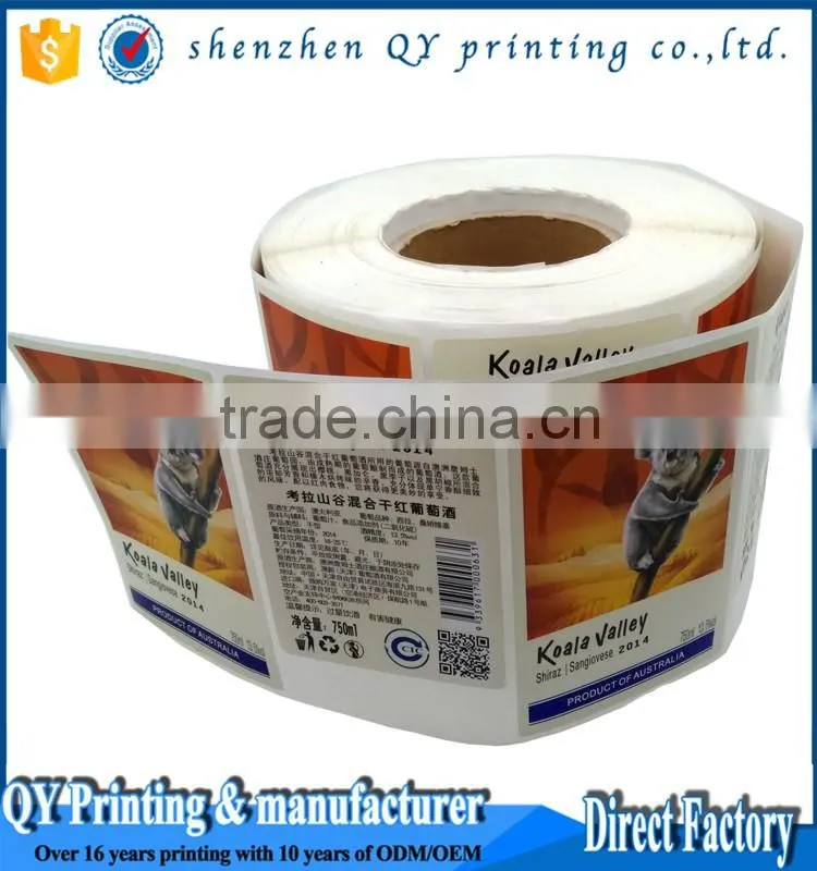 label for wine bottle,adhesive labels for bottles,waterproof adhesive labels for bottles