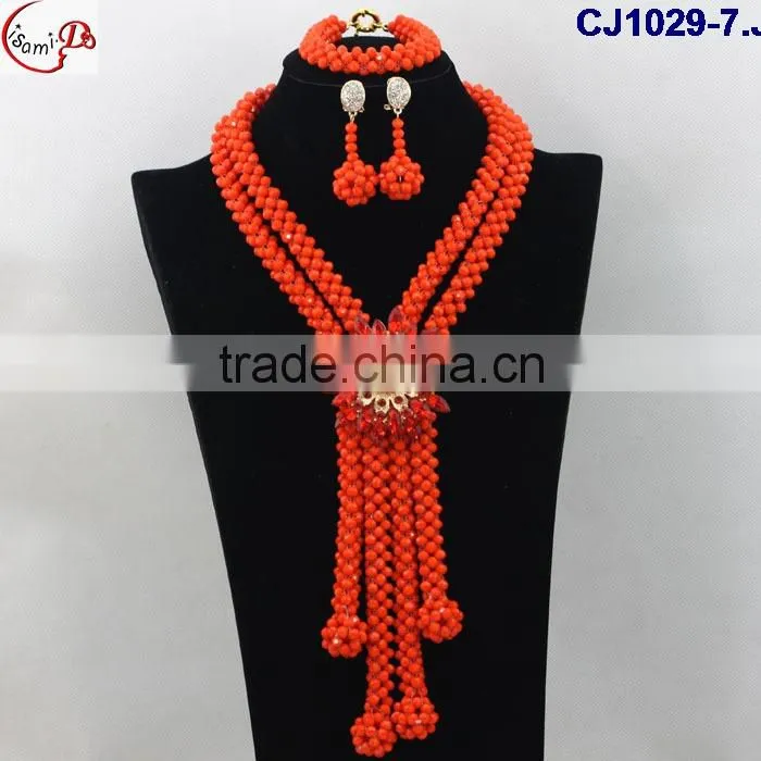 CJ1029 orange Latest italian fashion top high quality various design hand- weaved Jewelry matching dress for party/wedding