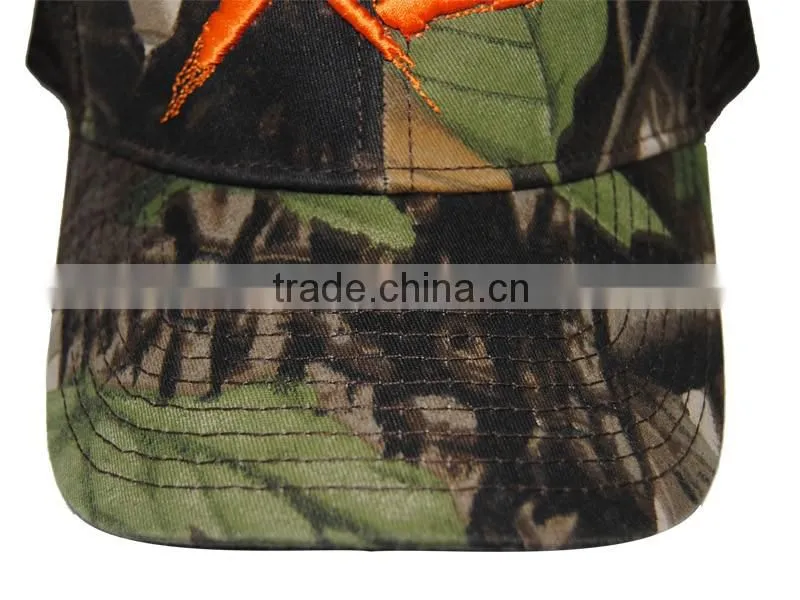 6panel camo mesh cap with 3D embroidery