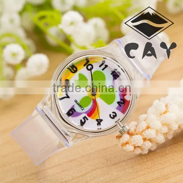 Stock! Newest Deisgn Hot Sale Younth High Quality Fashion Simple Star Transparent Plastic Kid Wrist Watch