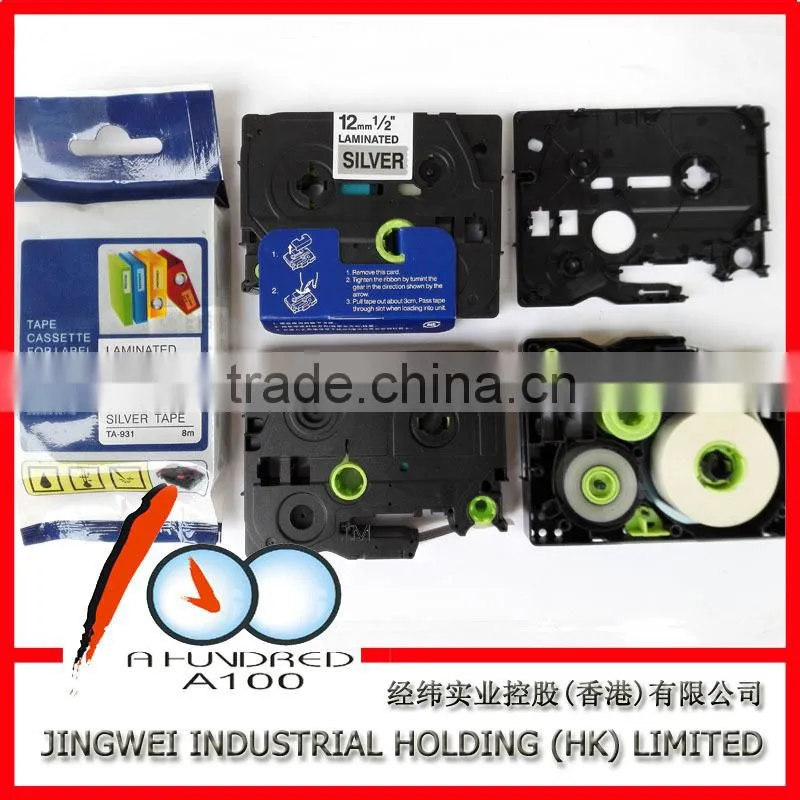 Compatible for laminated TZ label printer tape 12mm black on silver TZ-931