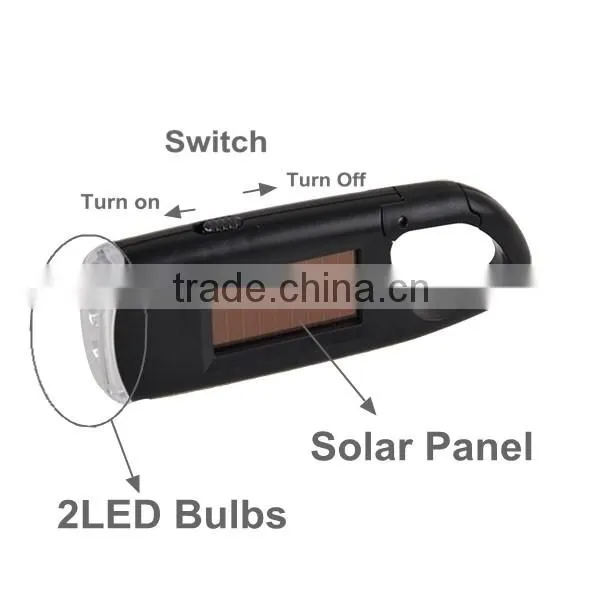 Personalized Light Solar Power Key Chain Flashlight With 2 LED