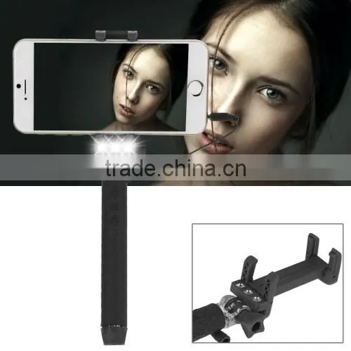 Portable Folding Extendable Selfie Stick with Sync LED Flash Light, Mini Monopod Selfie Stick for Smartphones