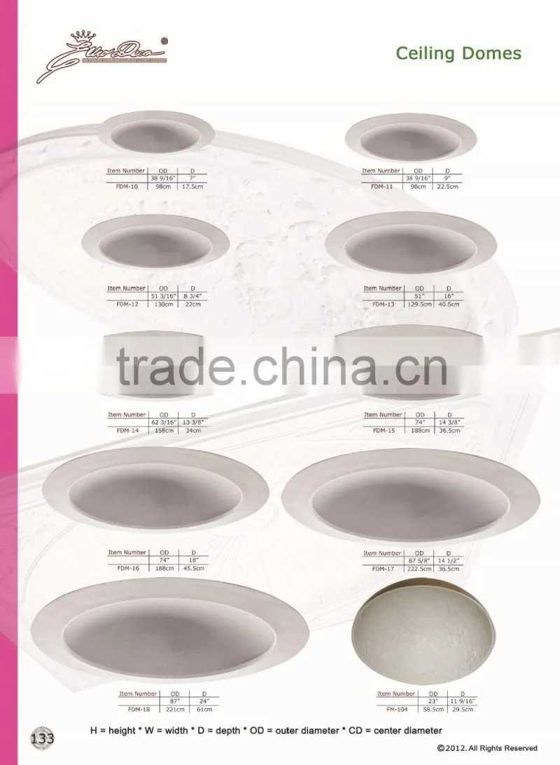 2015 High Quality Good price beautiful new modern luxury pu cornice Ceiling domes