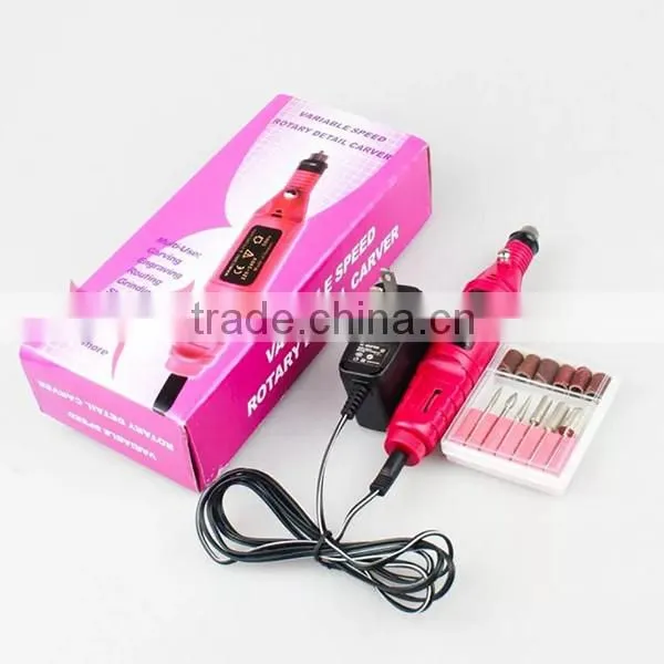 2016 Electric Manicure pedicure machine Nail Art File Drill Pen 6 Bits