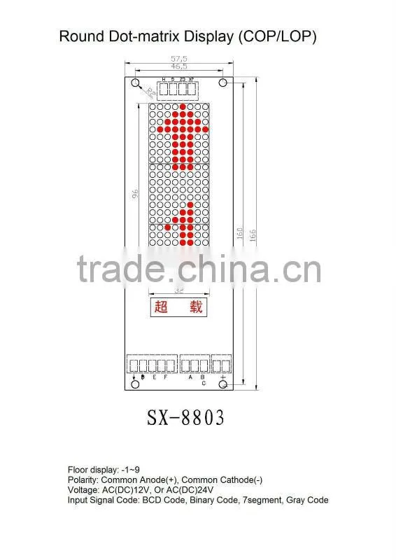 Elevator display, dot matrix display