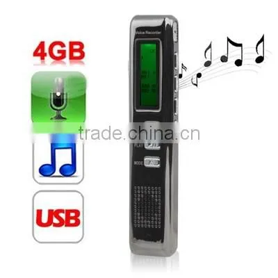 Support Password Locking Recording Monitor and Hearing Aid / Time Stamp / VOR Function 4GB Digital Voice Recorder