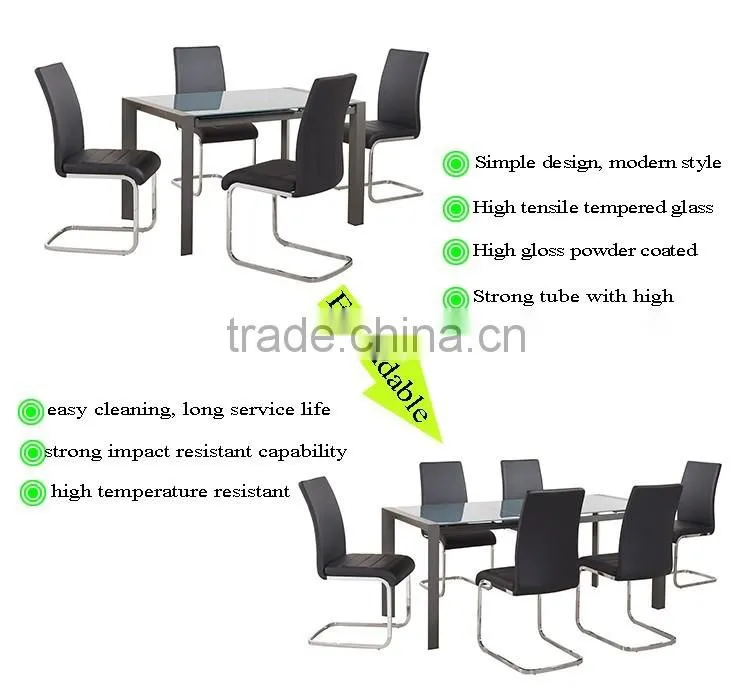 modern tempered glass extendable dining table