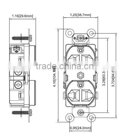 Standard duplex receptacle with tamper resistant 125V COMMERCIAL