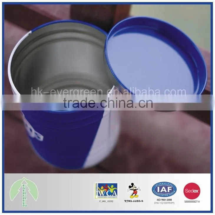 Round tin box with lift-off lid for chemistry for chemical tank
