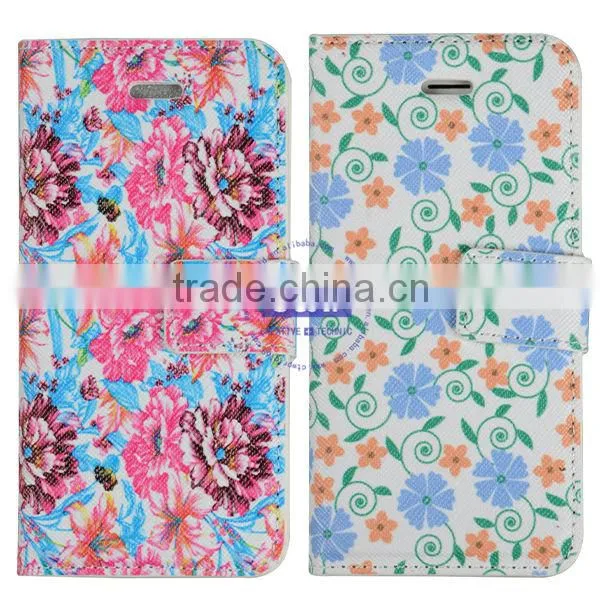 C&T Flower Flip Folio Wallet Magnetic Closure PU Leather Cover for Iphone SE