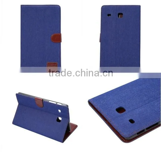 for Samsung Tab E 8.0, Classic design Jeans leather standcase, flip wallet leather case, PU leather tablet case