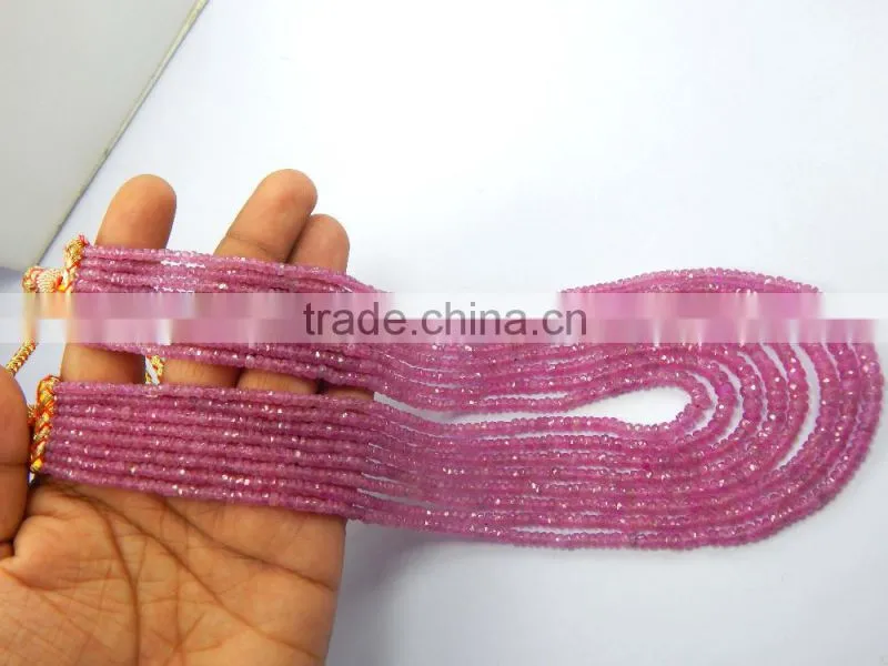 Natural Pink Sapphire Roundel Faceted Beads