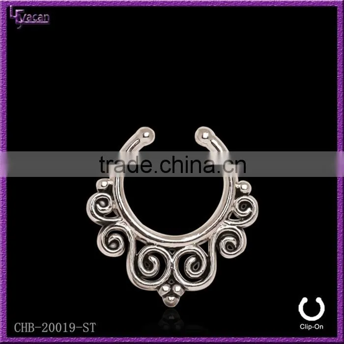 Tribal Swirls flower indian fake nose ring
