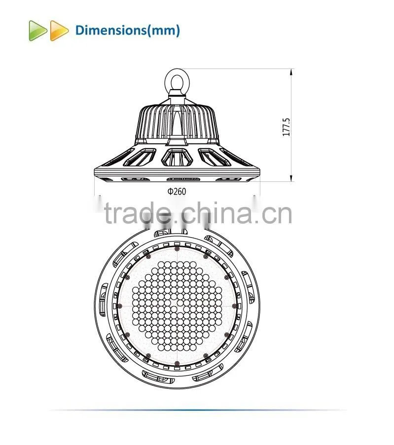 High Lumen UL DLC UFO LED High Bay Light 100W