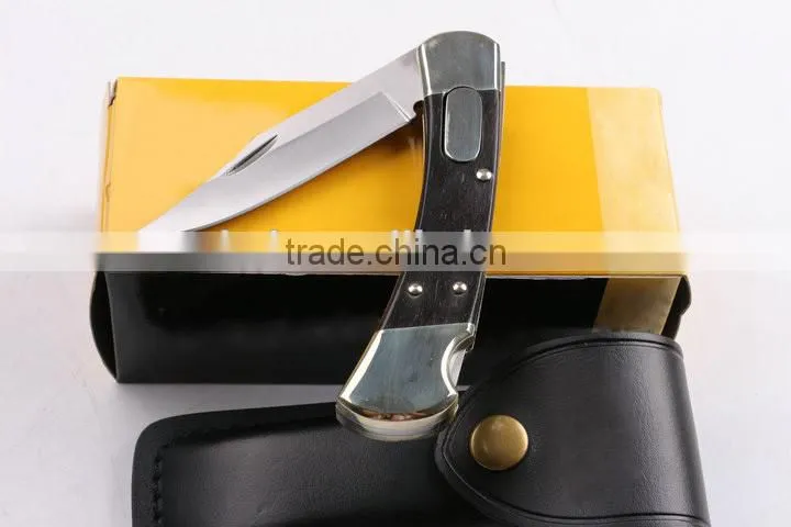OEM 440 stainless steel folding backlock knife with brass handle