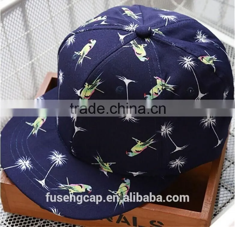 parrot and dandelion printed logos all blue fashion free snapback hats