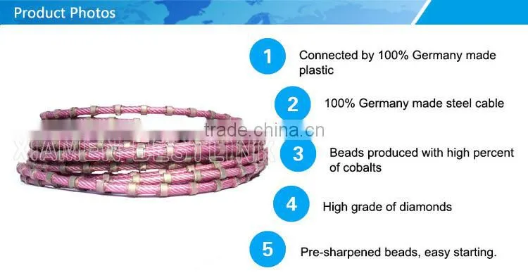 new design multi cutting 7.2mm diamond wire for granite slabs cut with high quality