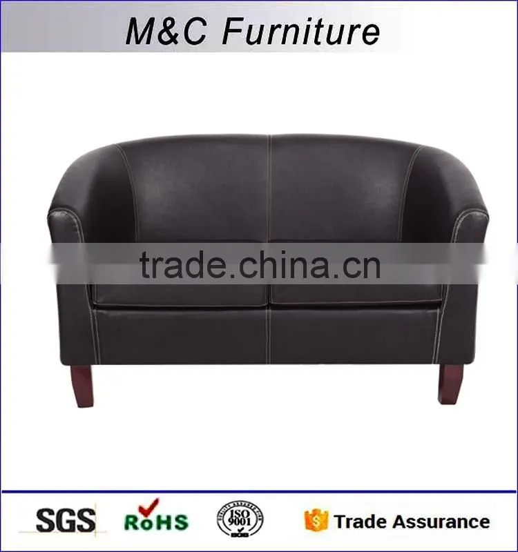 Economic design two seats wood frame two cushion sofa