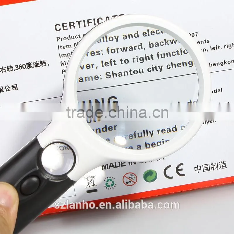 New Handheld Illuminated 3X 45X Magnifier Magnifying Jewelry Loupe 2LED Light