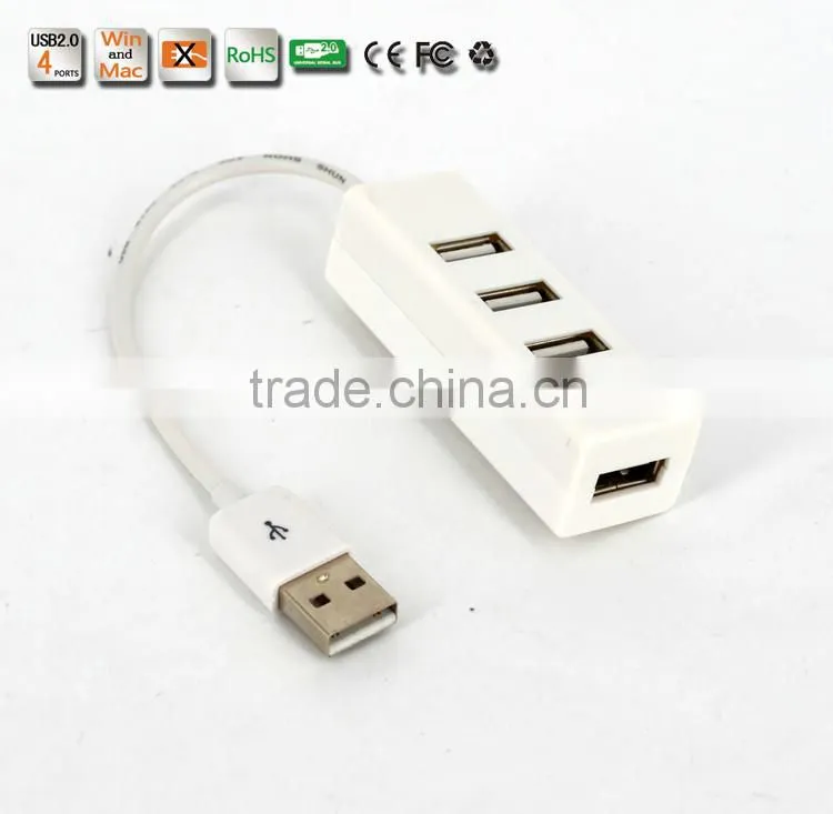 Wholesale Slim-shape Low Cost Portable and Ultra-Light Plastic Casing usb hub, 480MBPS 4-Port USB 2.0 Hub