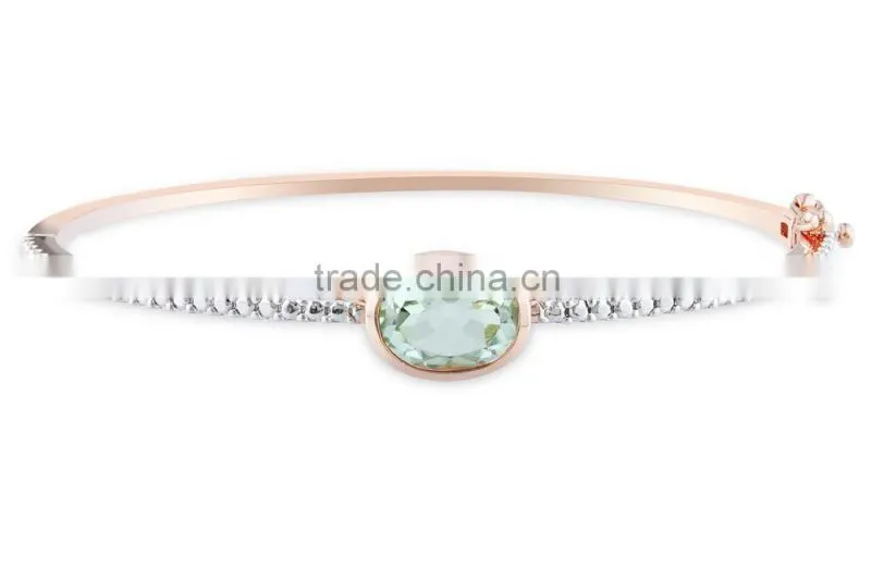 925 solid silver bangle bracelet rose gold plated 92.5 silver bangle with single stone