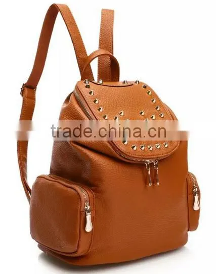 Customized latest design girls women fashion trendy rivet backpack bag