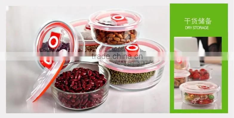 3pcs/set Plastic lid takeaway glass food storage container set